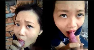 Bạn gái liếm chuối ở vườn sau nhà
