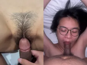 Xoạc em học sinh chubby kính cận ra nước phê đê mê